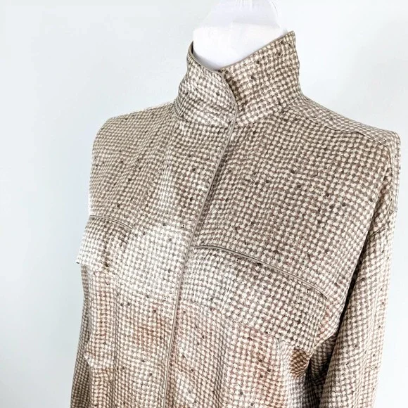 Vintage Linda Allard Ellen Tracy Silk Blouse Top Shirt Button Long Brown 90s 8 - Picture 7 of 14